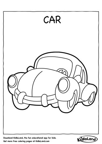 Download Free Car Coloring Page and educational activity worksheets for