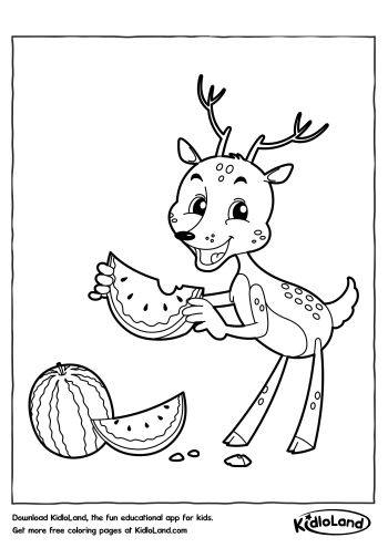 Deer_Eating_Melon_Coloring_Page_kidloland