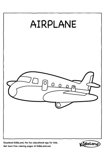 Download Free Airplane Coloring Page and educational activity