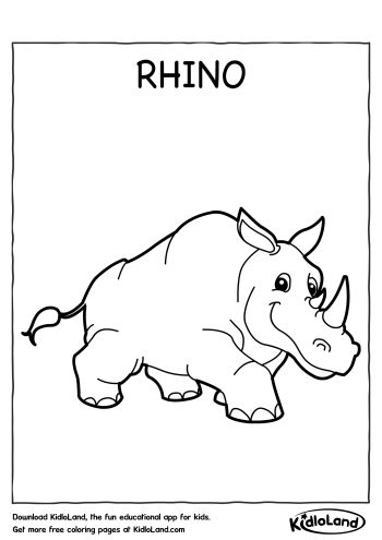 Download Free Rhino Coloring Page and educational activity worksheets