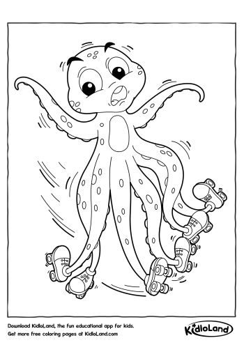 skater octopus coloring page free printables for your kids kidloland
