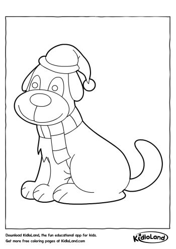 Dog_with_Scarf_Coloring_Page_kidloland