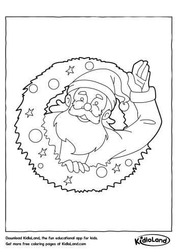 Santa_in_a_wreath_Coloring_Page_kidloland