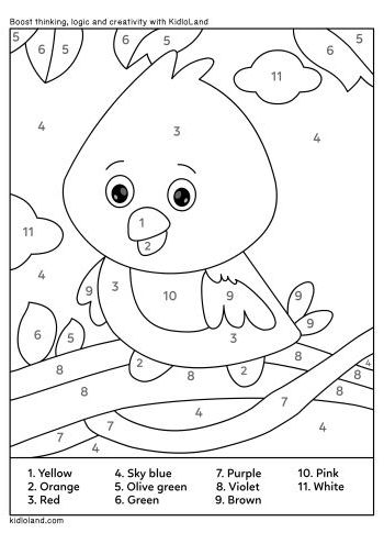 Download Free Color By Number 4 and educational activity worksheets for Kids