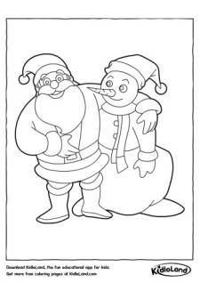 Santa and Snowman Coloring Page