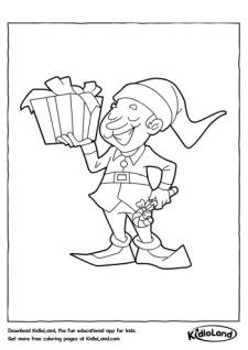 Elf with Gift Coloring Page