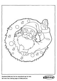 Santa in a wreath Coloring Page