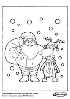 Santa_with_Reindeer_Coloring_Page_kidloland