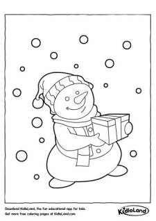 Snowman with gift Coloring Page