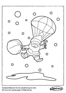 Santa with parachute Coloring Page