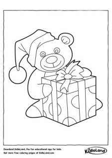 Bear with Gift Coloring Page