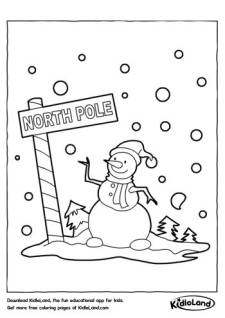 Snowman North Pole Coloring Page