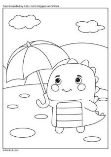 Dino Playing Coloring Page