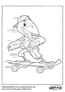 Skateboarding Bird Coloring Page