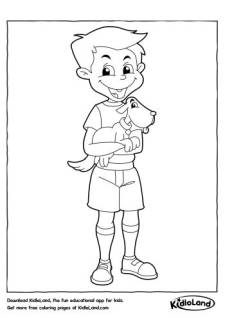 Boy with Pet Dog Coloring Page