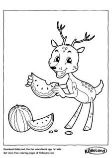 Deer Eating Melon Coloring Page
