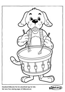 Drummer Dog Coloring Page