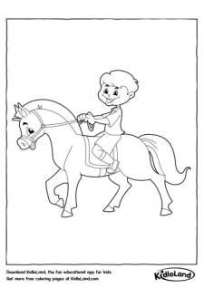 Boy Riding Horse Coloring Page