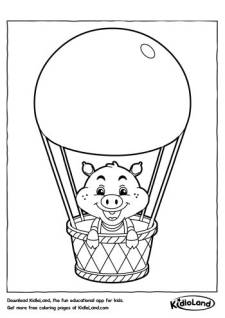 Pig in a Balloon Coloring Page