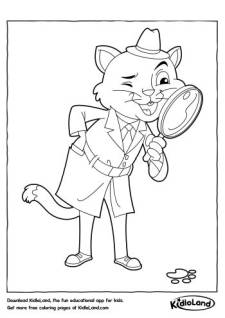 Detective Cat Coloring Page