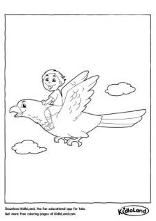 Boy on a Bird Coloring Page