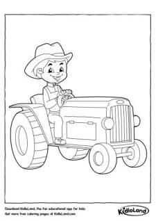 Boy on a Tractor Coloring Page