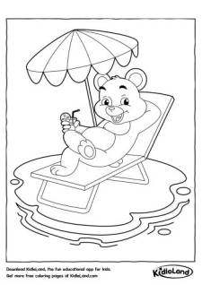 Bear on a Pool Chair Coloring Page