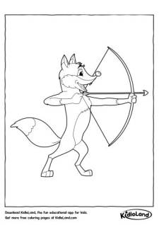 Fox with Bow and Arrow Coloring Page
