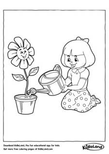 Watering the Flower Pot Coloring Pages