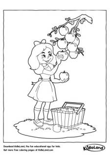 Girl Picking Fruits Coloring Page