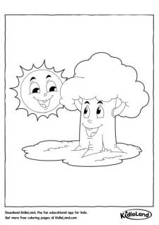 Sun and Tree Coloring Pages