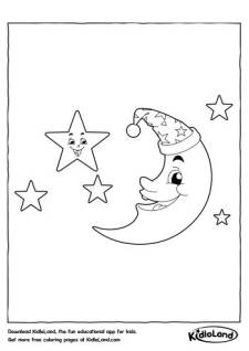 Moon and Stars Coloring Page