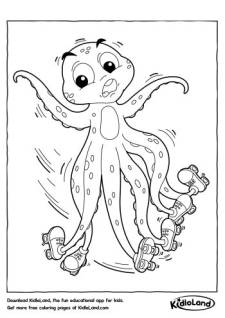 Skater Octopus Coloring Page