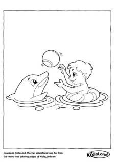 Boy with Dolphin Coloring Page